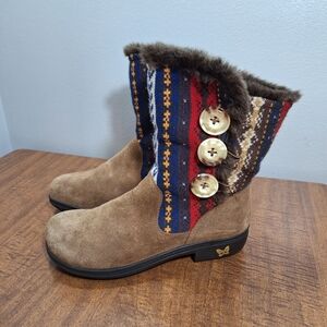 Alegria Women's Nanook Mid-Calf Boots US 9/9.5 EU 39 Faux Fur Lined Brown Suede